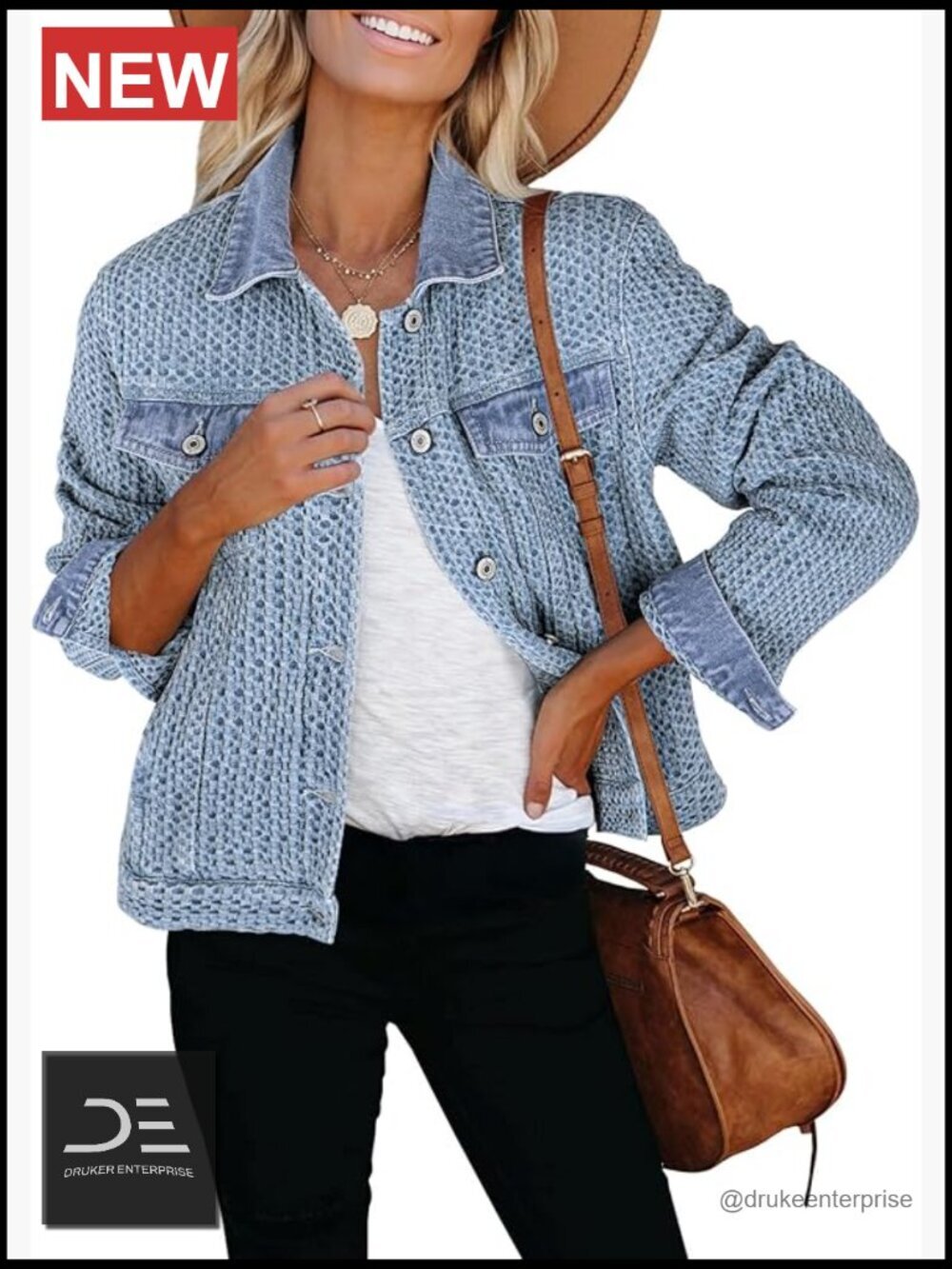 Trendy Textured Distressed Denim Jacket with Pockets